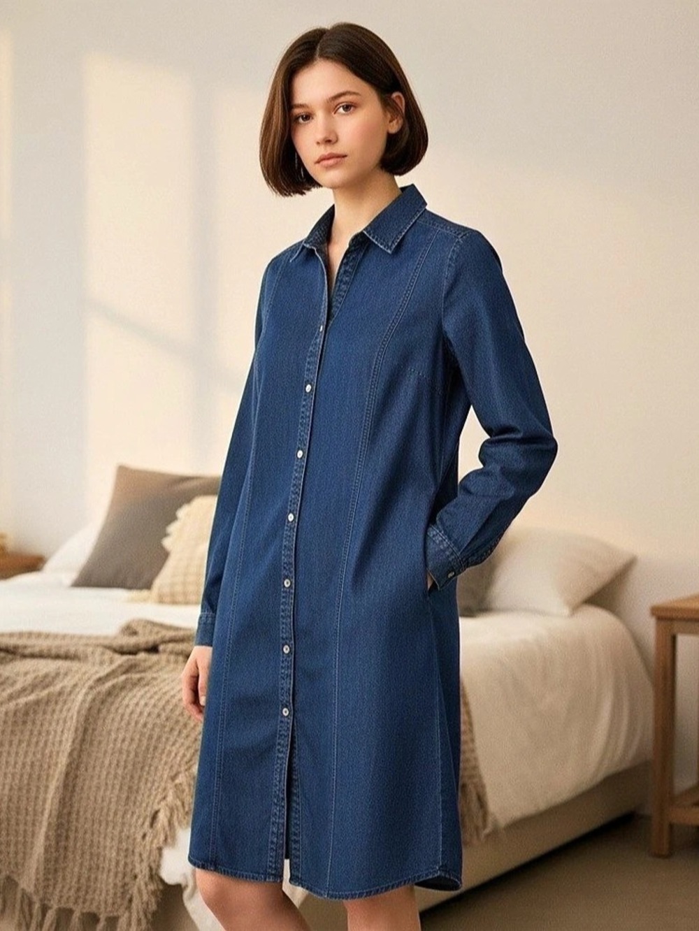 J Jill Denim Shirt Dress Denim Mini Dress in Blue XL